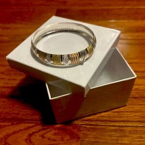 925 Italy Sterling Silver Wideband Open Box Clasp Bracelet Marked JCM VTG